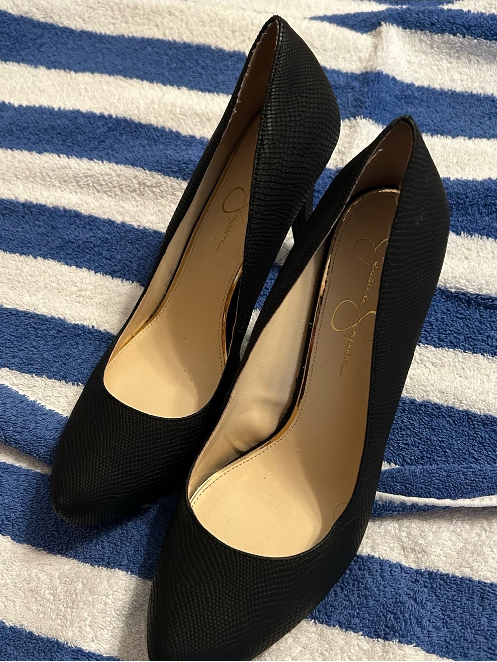 Jessica Simpson Black Textured Stiletto Pumps - Picture 6 of 8